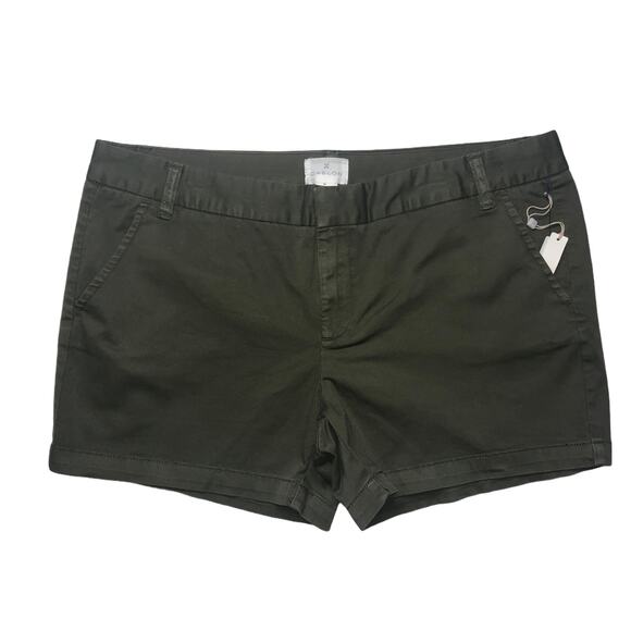 Caslon Olive Sarma Cotton Twill Shorts - Size 16 - Picture 2 of 8